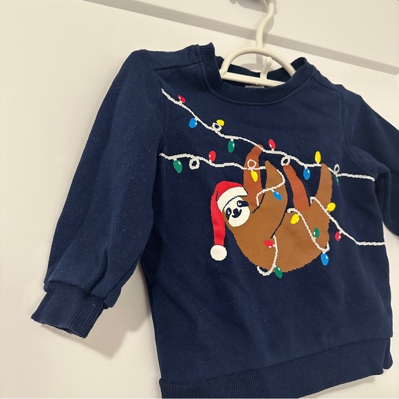 Carter’s Christmas Sloth Pullover Navy Blue Sweater Size 12 Months Baby - Picture 4 of 9